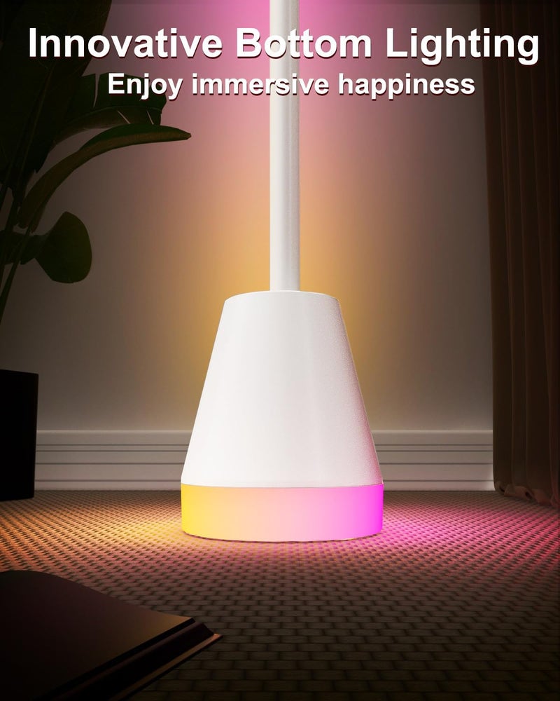 Keepsmile Smart RGB LED Corner Floor Lamp,172 LEDs Bright Standing Lamps for Living Room with APP and Remote,Modern Floor Lamp with Music Sync and 16 Million Colors, Ambient Lighting for Bedroom White - Image 2